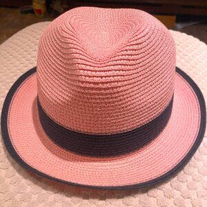 Pink Straw Porkpie Hat
